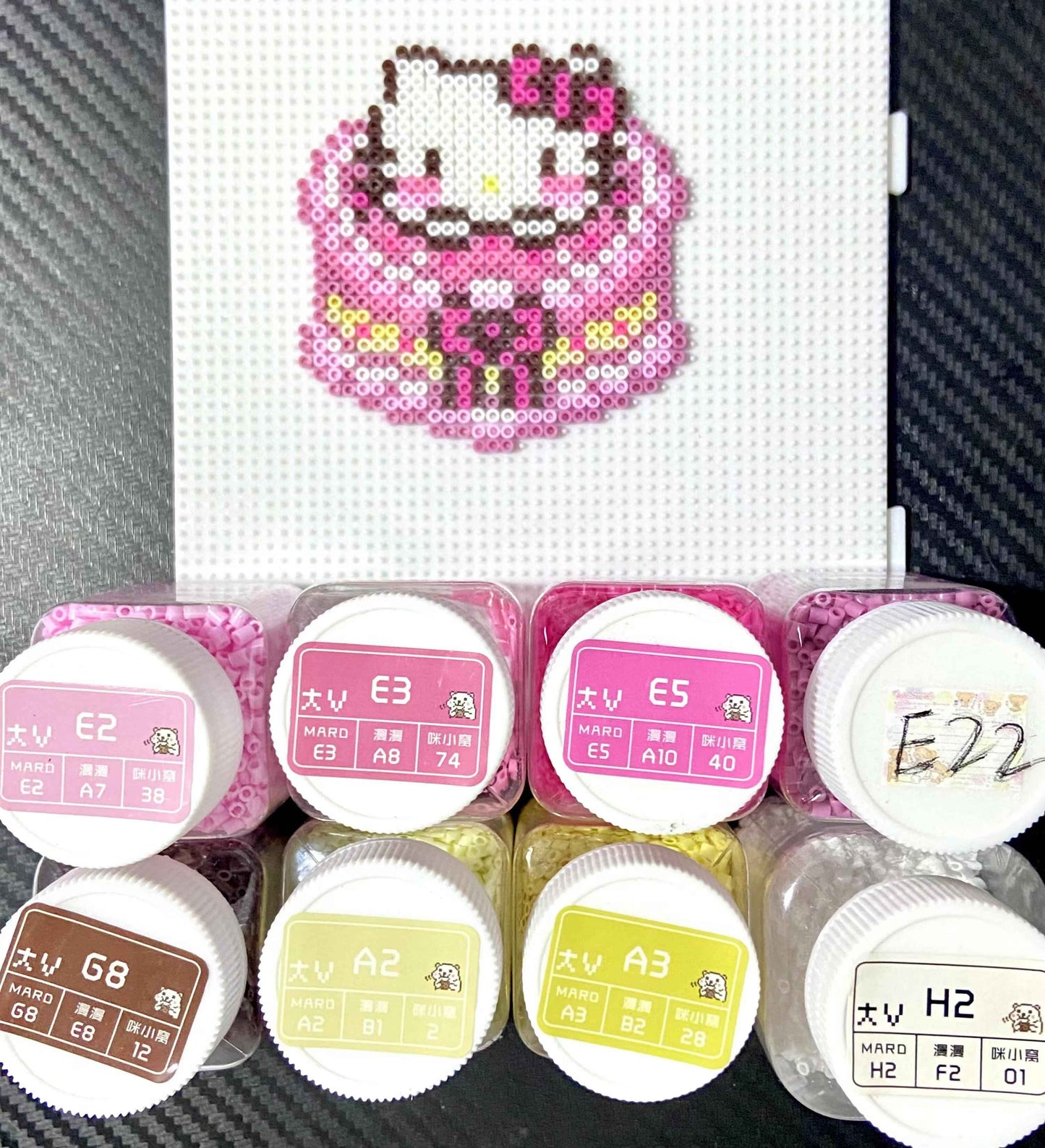 Hello Kitty Birthday Cake Fuse Perler Bead Finished Design Keychain