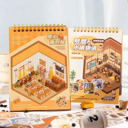Dream Town DIY Scene Stickers Scrapbook – 10 Unique Themes