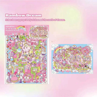 Original Rainbow Dream Plus Amusement Park DIY 3D Miniature Sticker Scenes