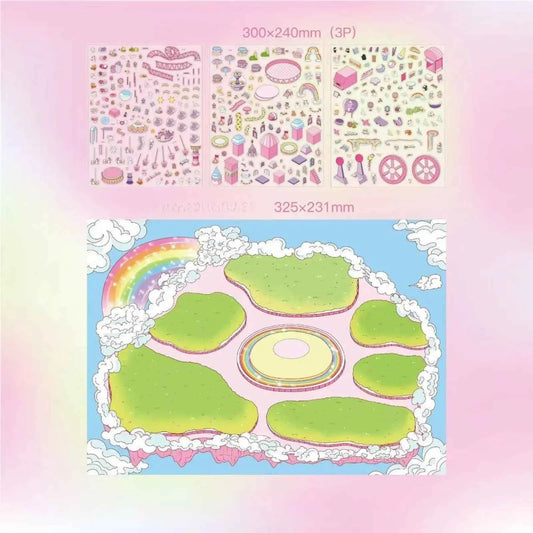 Original Rainbow Dream Plus Amusement Park DIY 3D Miniature Sticker Scenes