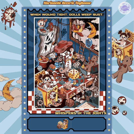 Vintage Dreamscape – Plus Size 3D Miniature Sticker Scenes - 4 Theme Sets: Puppet Dollhouse | Fortune Teller's Tent | Dream Escape | Odd Magician’s Room