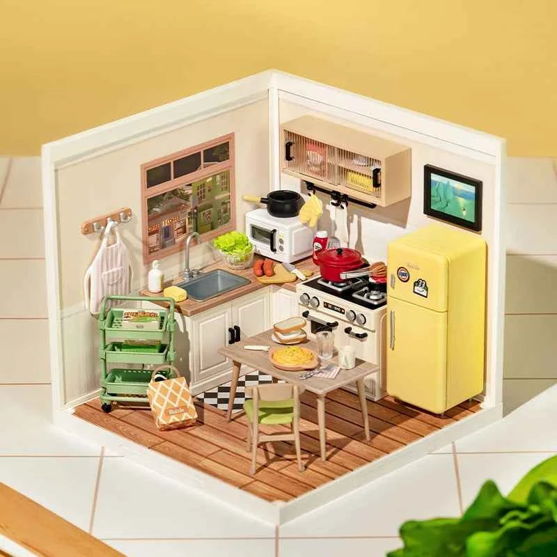 Happy Kitchen 3D Puzzle DIY Miniature Dollhouse - A Fun & Creative Culinary Adventure