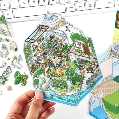 Fun Cottage – 3D Miniature Sticker Scenes - 4 Theme Sets: Seaside Market | Deep Sea Station | Garden Restaurant | Starry Sky Hotel
