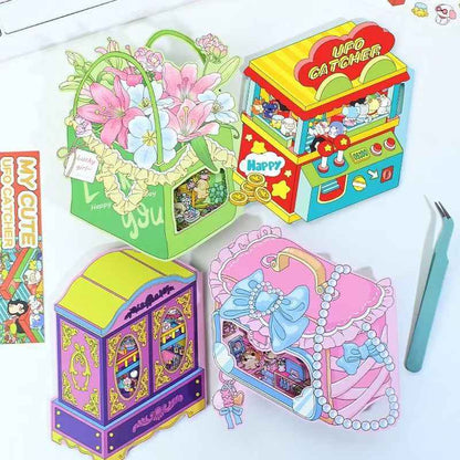Foldable Gift Boxes – 4 Theme Sets: Handbag | Flower Shop | Claw Machine | Vanity Cabinet