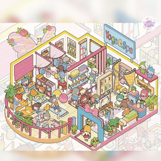 Happy Mini Mart – 3D Miniature Sticker Scenes - 5 Theme Sets: Photography Studio | Teahouse | Meow Burger Shop | Meow Bakery | Yoga & SPA