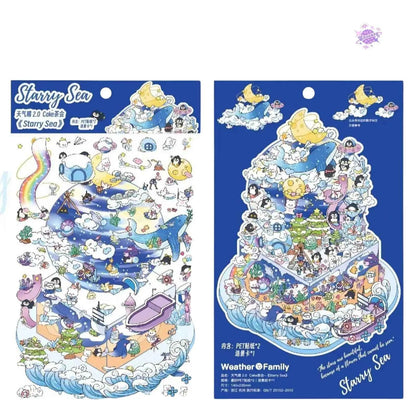 Cake Tea Party Series – 3D Miniature Sticker Scenes - 4 Theme Sets: Pink Villa | Starry Sea | Honey Cottage | Forest Cabin