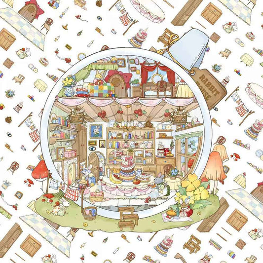 Tea Cup World – 3D DIY Miniature Sticker Scenes - 4 Theme Sets: Tea Cup World | Ancient Style Landscaping | Chinese Wedding | Dog House Burger