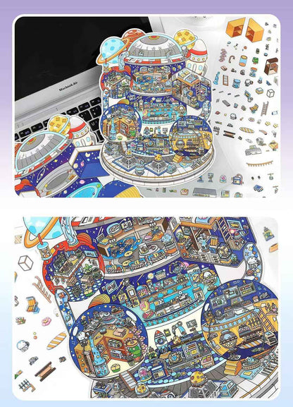 My Cottage Series 3.0 – Plus 3D DIY Miniature Sticker Scenes - 2 Theme Sets: Island Life | Home in the Galaxy