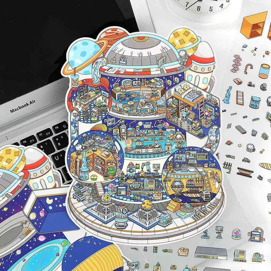 My Cottage Series 3.0 – Plus 3D DIY Miniature Sticker Scenes - 2 Theme Sets: Island Life | Home in the Galaxy