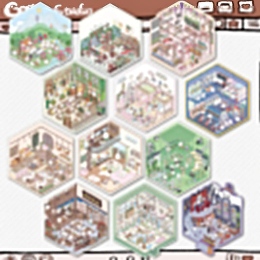 Cute Chick 3D Sticker Scenes - 12 Theme Sets: Coffee Flower | Panda Tea House | Bakery Shop | Apartment | Halloween | Outdoor Party | Snack Store | Arcade | Girls' Dormitory | Retro Hall | Public Bathhouse | Chinese Inn - SNSEASY