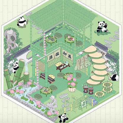 Cute Chick 3D Sticker Scenes - 12 Theme Sets: Coffee Flower | Panda Tea House | Bakery Shop | Apartment | Halloween | Outdoor Party | Snack Store | Arcade | Girls' Dormitory | Retro Hall | Public Bathhouse | Chinese Inn - SNSEASY