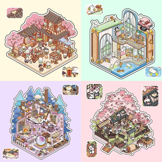Great-Value Korean Spring Yard 3D DIY Miniature Sticker Scenes