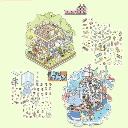 Great-Value Korean Spring Yard 3D DIY Miniature Sticker Scenes