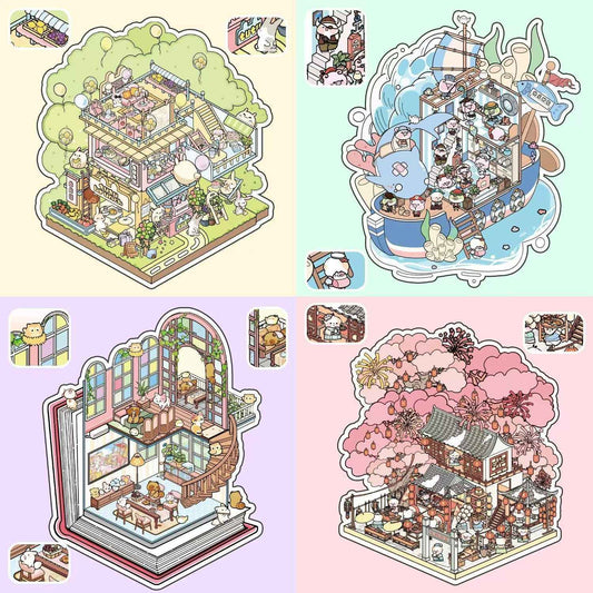Great-Value Korean Spring Yard 3D DIY Miniature Sticker Scenes