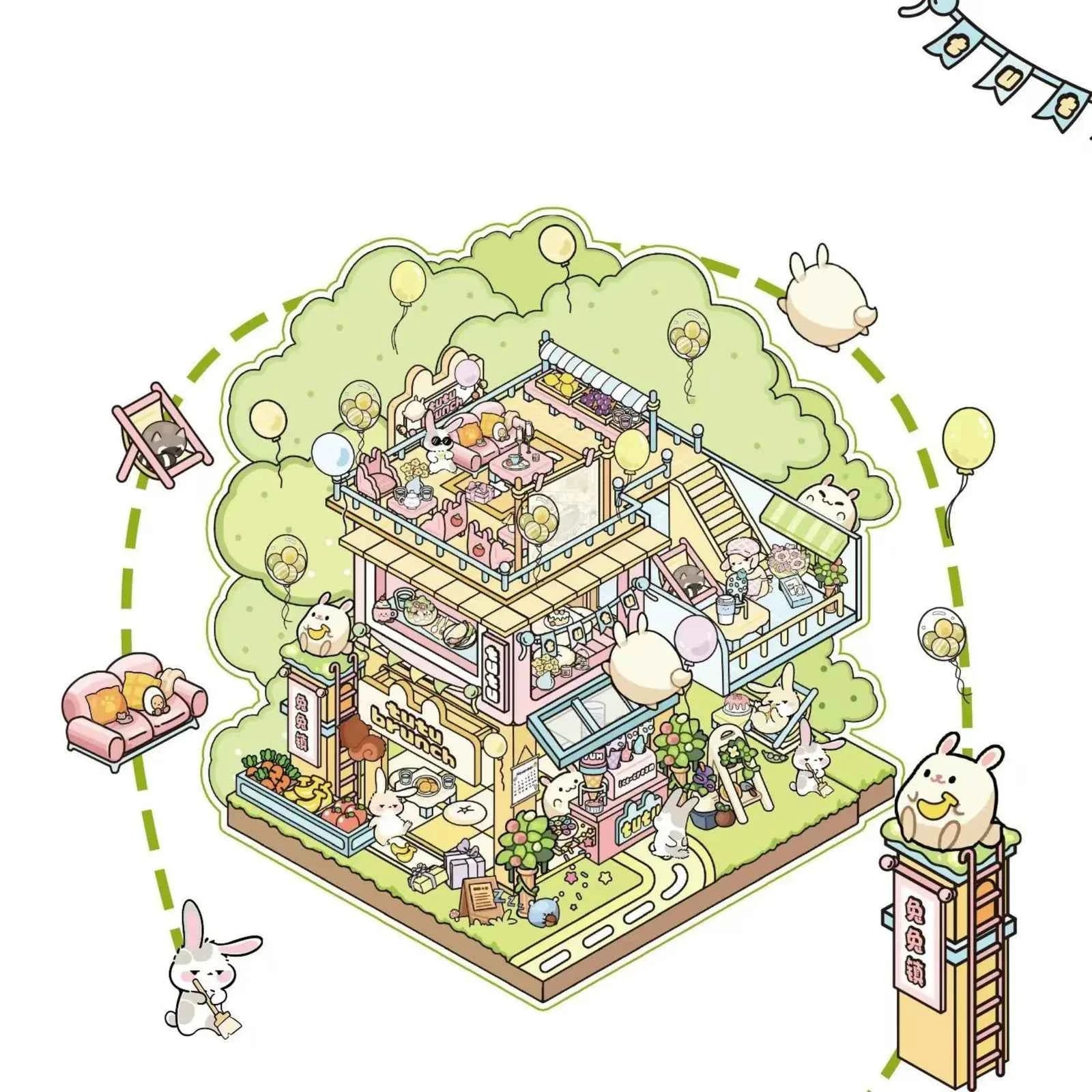 Great-Value Korean Spring Yard 3D DIY Miniature Sticker Scenes