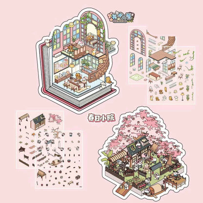 Great-Value Korean Spring Yard 3D DIY Miniature Sticker Scenes
