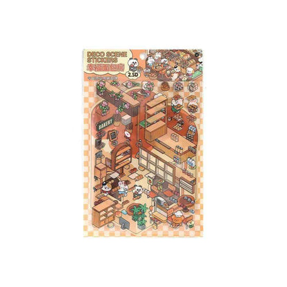 Animal Store – 3D Miniature Sticker Scenes - 4 Theme Sets: Café | Sushi Restaurant | Dessert House | Bakery