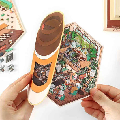 Animal Store – 3D Miniature Sticker Scenes - 4 Theme Sets: Café | Sushi Restaurant | Dessert House | Bakery