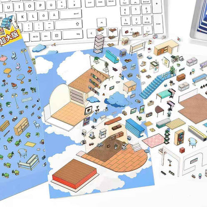 Holiday Time – Plus 3D DIY Miniature Sticker Scenes - 2 Theme Sets: Cloud Café | Island Music Festival