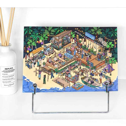 Holiday Time – Plus 3D DIY Miniature Sticker Scenes - 2 Theme Sets: Cloud Café | Island Music Festival