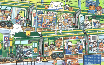 Jumbo Train and Cruise – Plus 3D Miniature Sticker Scenes - 2 Theme Sets: Green Train | Luxury Cruise
