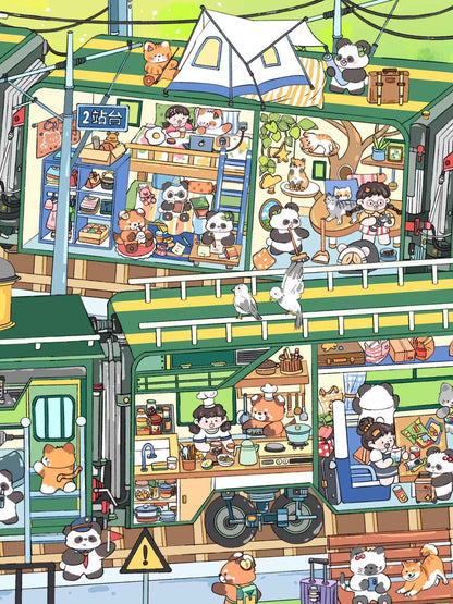 Jumbo Train and Cruise – Plus 3D Miniature Sticker Scenes - 2 Theme Sets: Green Train | Luxury Cruise