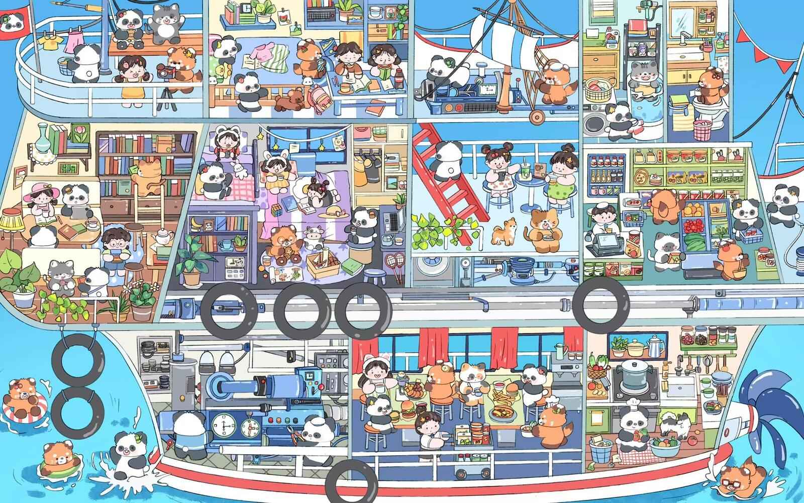 Jumbo Train and Cruise – Plus 3D Miniature Sticker Scenes - 2 Theme Sets: Green Train | Luxury Cruise
