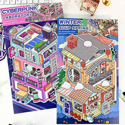 Flip-Top 3D Miniature Cottage - Plus Edition: Winter Hot Spring | Cyberpunk