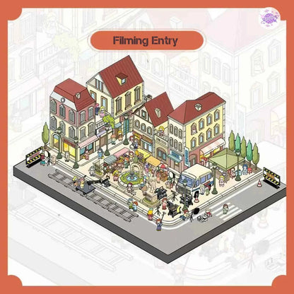 Original Plus 2-Theme 3D DIY Miniature Sticker Scenes: Construction Town & Filming Entry