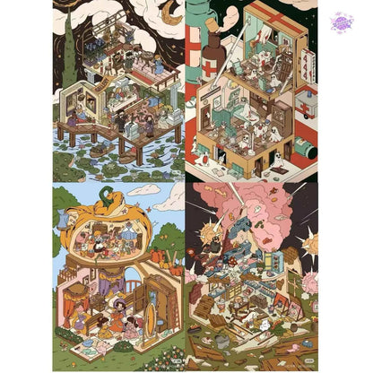 Original 2.0 Plus – 3D DIY Miniature Sticker Scenes - 4 Theme Sets: Cinderella's Story | Ward 444 Mysteries | The End is Nigh | Museum Magic Night