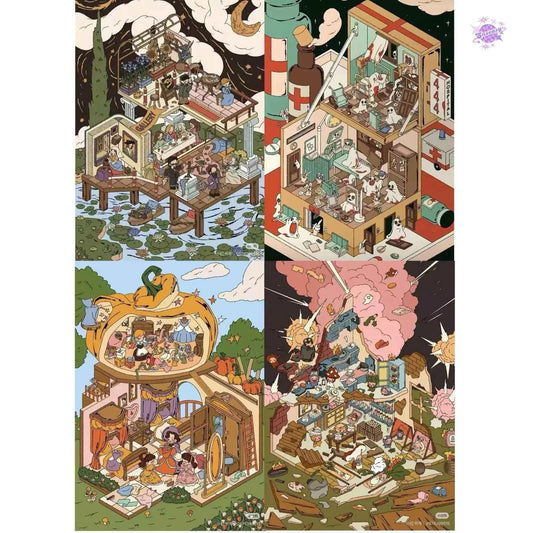 Original 2.0 Plus – 3D DIY Miniature Sticker Scenes - 4 Theme Sets: Cinderella's Story | Ward 444 Mysteries | The End is Nigh | Museum Magic Night