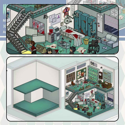Micro Horror Series – 3D DIY Miniature Sticker Scenes - 4 Theme Sets: Mysterious Sacrifice | Horror Hospital | Pharaoh's Curse | Bear's Secret