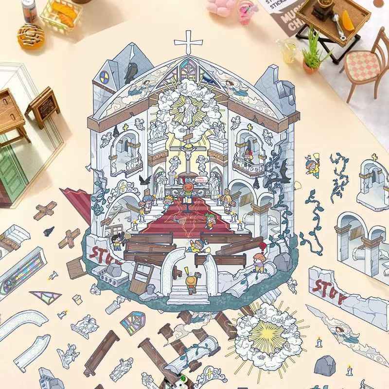 Micro Horror Series – 3D DIY Miniature Sticker Scenes - 4 Theme Sets: Mysterious Sacrifice | Horror Hospital | Pharaoh's Curse | Bear's Secret