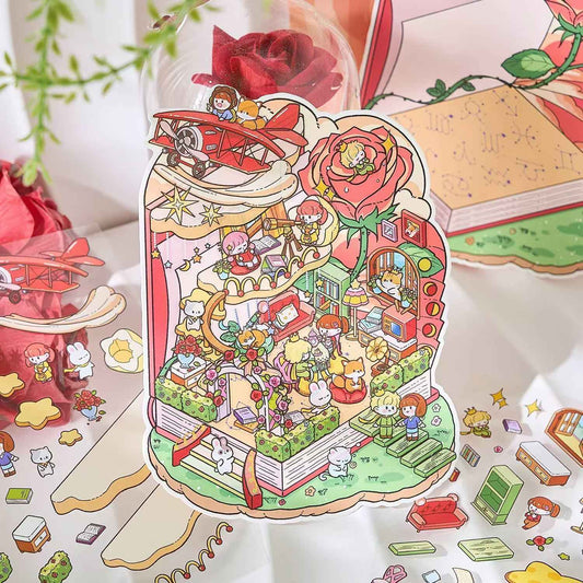 Dream Music Box – 3D DIY Miniature Sticker Scenes - 4 Theme Sets: Dream Music Box | Super Space Station | Sunshine Picnic | Rose Prince