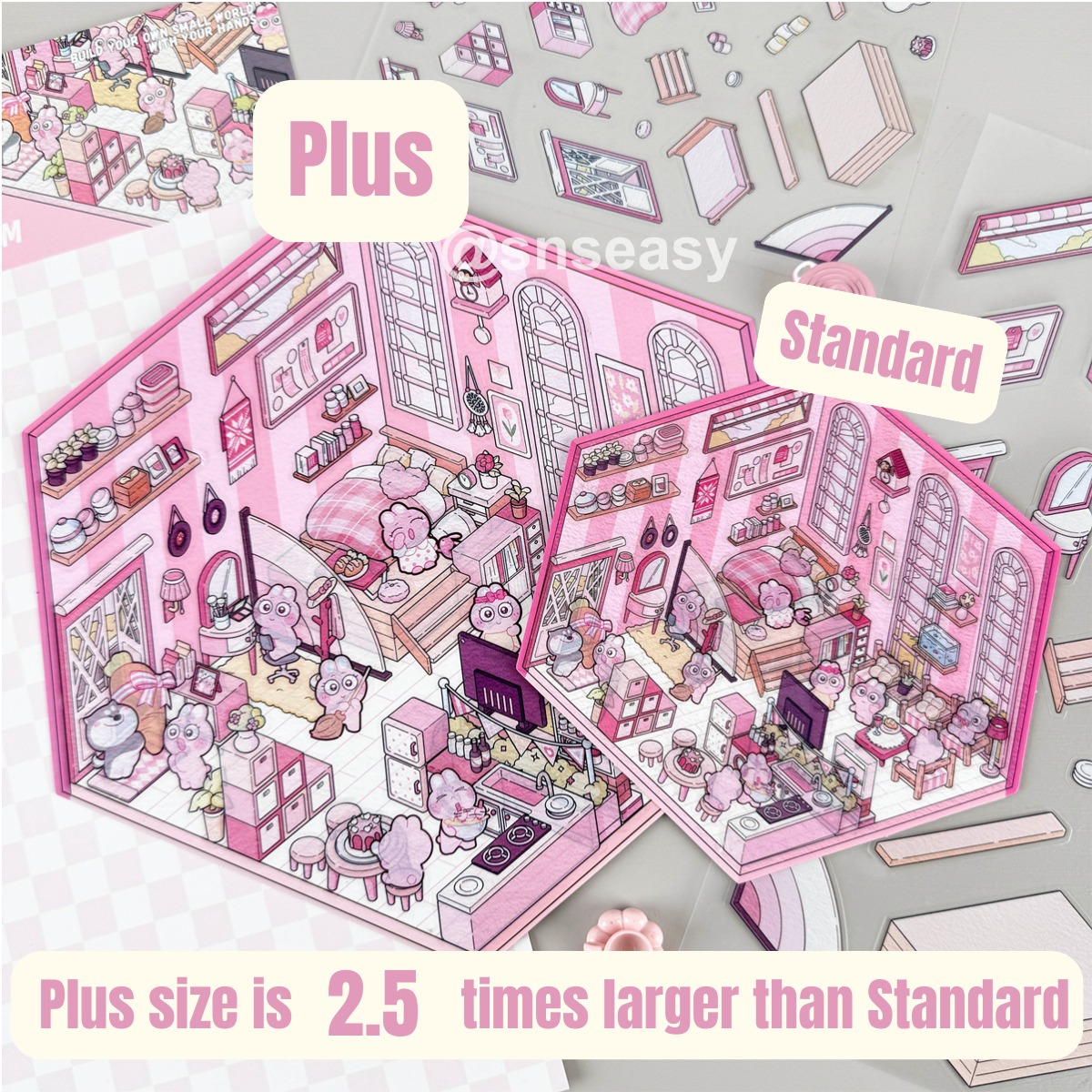 3D Scene Stickers - 8 Themes - Supermarket | Bookstore | Coffee Shop | Restaurant | Warm Home | Hot Spring | Gymnasium | Music Bar - SNSEASY