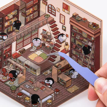 3D Scene Stickers - 8 Themes - Supermarket | Bookstore | Coffee Shop | Restaurant | Warm Home | Hot Spring | Gymnasium | Music Bar - SNSEASY