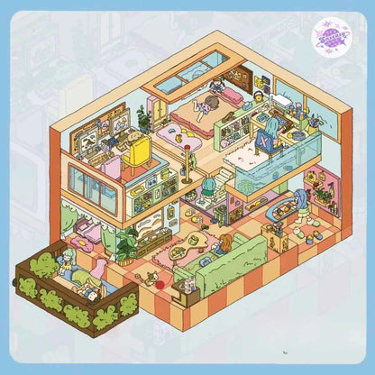 Cozy Cottage Series – 3D DIY Miniature Sticker Scenes - 5 Theme Sets: Spring in the Park | Garden Villa | Leisure Holiday | Home for Hermit Girls | Forest Cottage