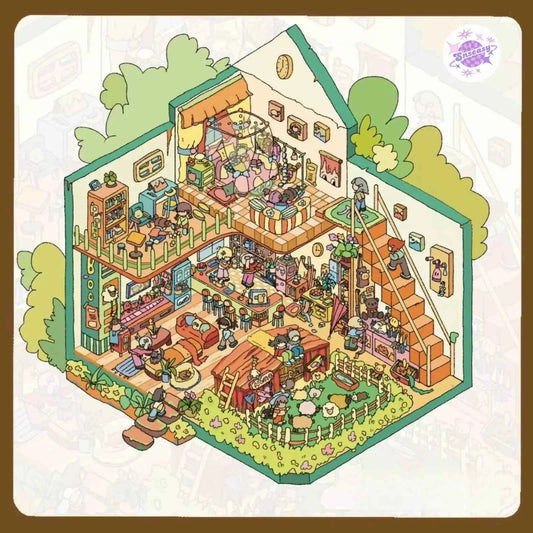 Cozy Cottage Series – 3D DIY Miniature Sticker Scenes - 5 Theme Sets: Spring in the Park | Garden Villa | Leisure Holiday | Home for Hermit Girls | Forest Cottage
