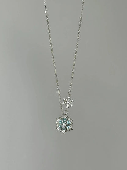 "Winter Melody" Snowflake Diamond Necklace - Minimalist Elegance, Delicate Luxury, Cool Romance - SNSEASY