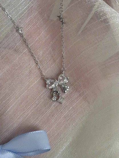 "Seven Sweetness" Bowknot Pendant 925 Silver Necklace - Sweet, Gentle, Charming, Unique Design