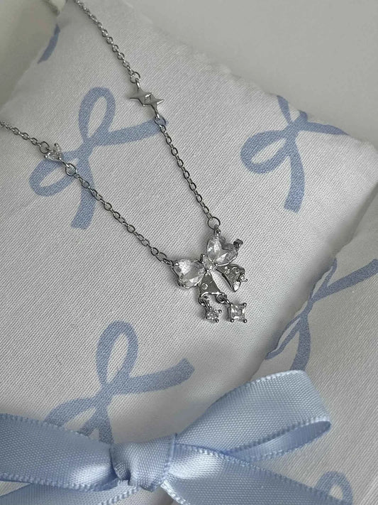 "Seven Sweetness" Bowknot Pendant 925 Silver Necklace - Sweet, Gentle, Charming, Unique Design