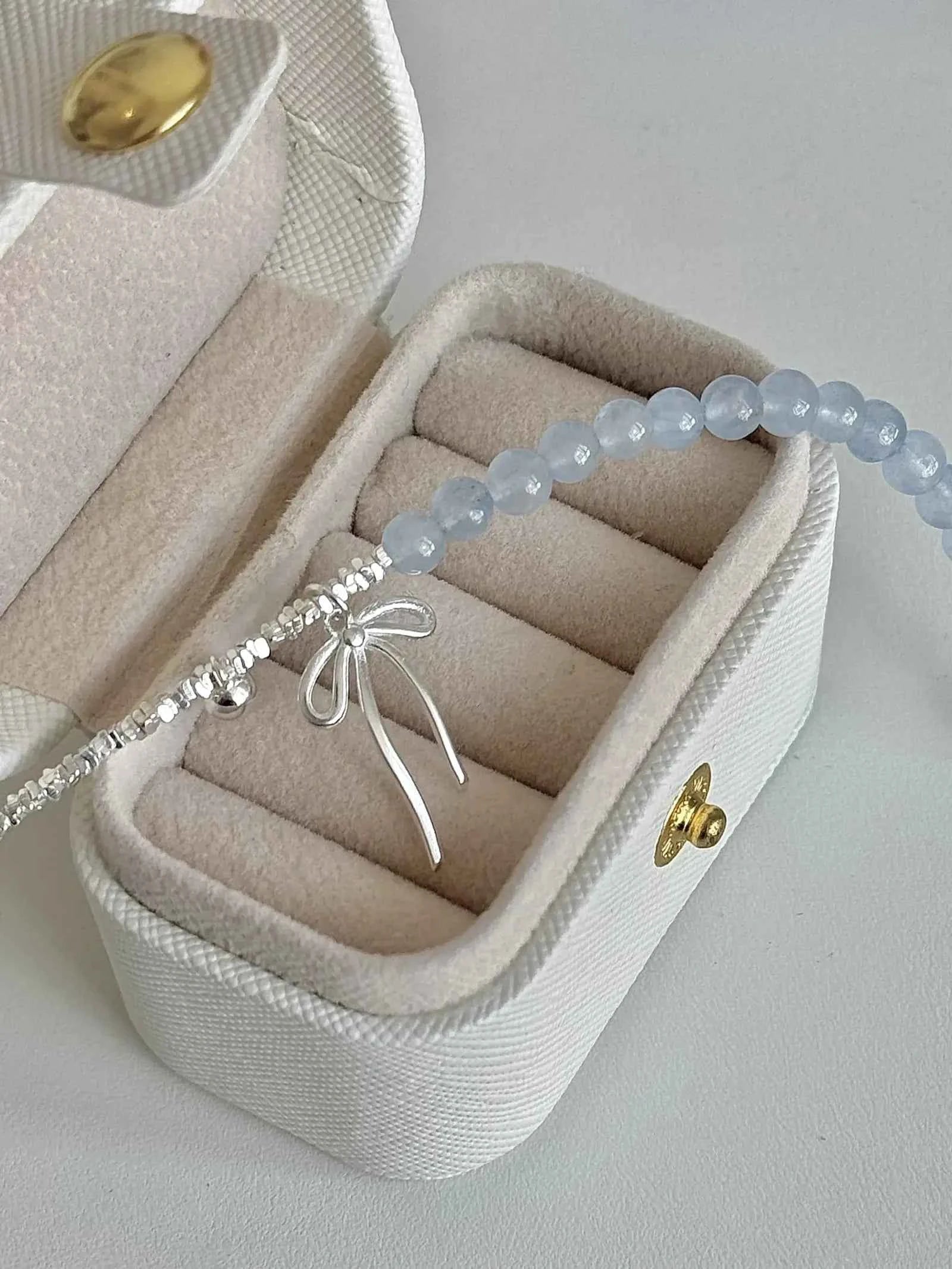 "Cool Blue Elegance" 925 Sterling Silver Blue Gemstone Bracelet with Bowknot - Chilly Chic, Ins Style, Unique Design