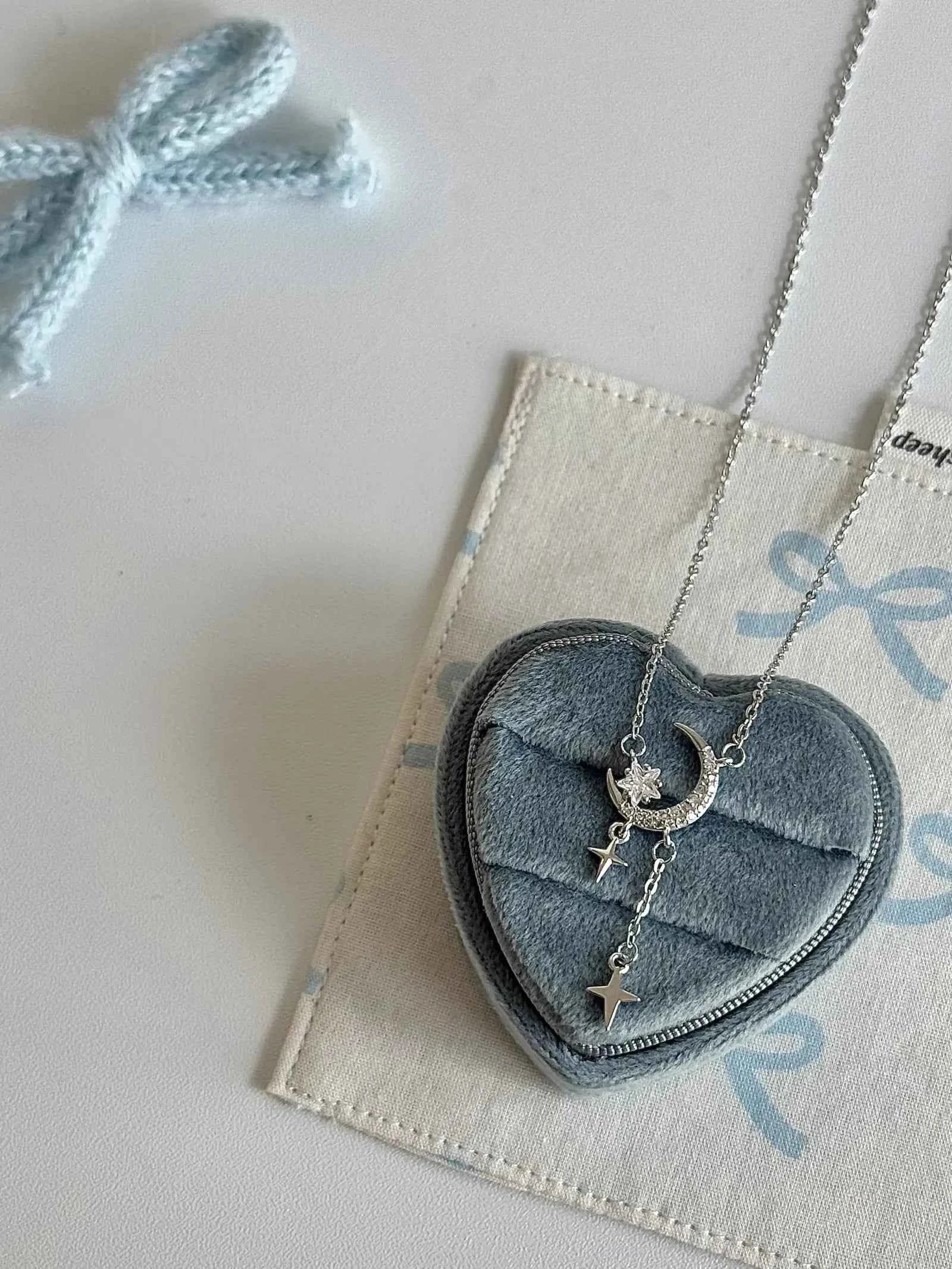 "Under the Starlight" 999 Silver Star and Moon Necklace - Romantic, Chic, and Unique