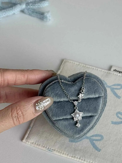 "Brilliant Star Whisper" 999 Fine Silver Star Necklace - Delicate, Sweet, and Sparkling
