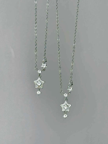 "Brilliant Star Whisper" 999 Fine Silver Star Necklace - Delicate, Sweet, and Sparkling