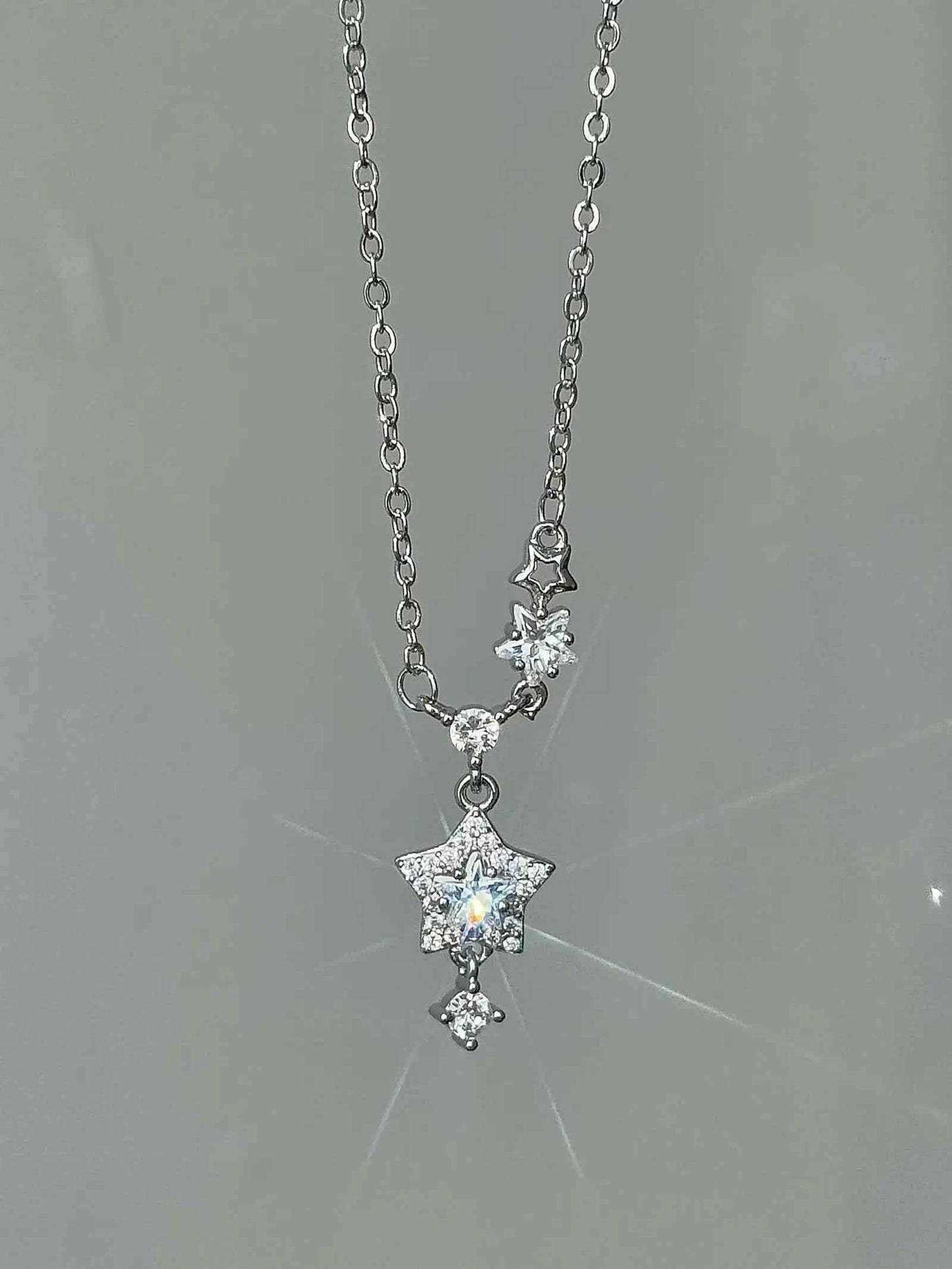 "Brilliant Star Whisper" 999 Fine Silver Star Necklace - Delicate, Sweet, and Sparkling