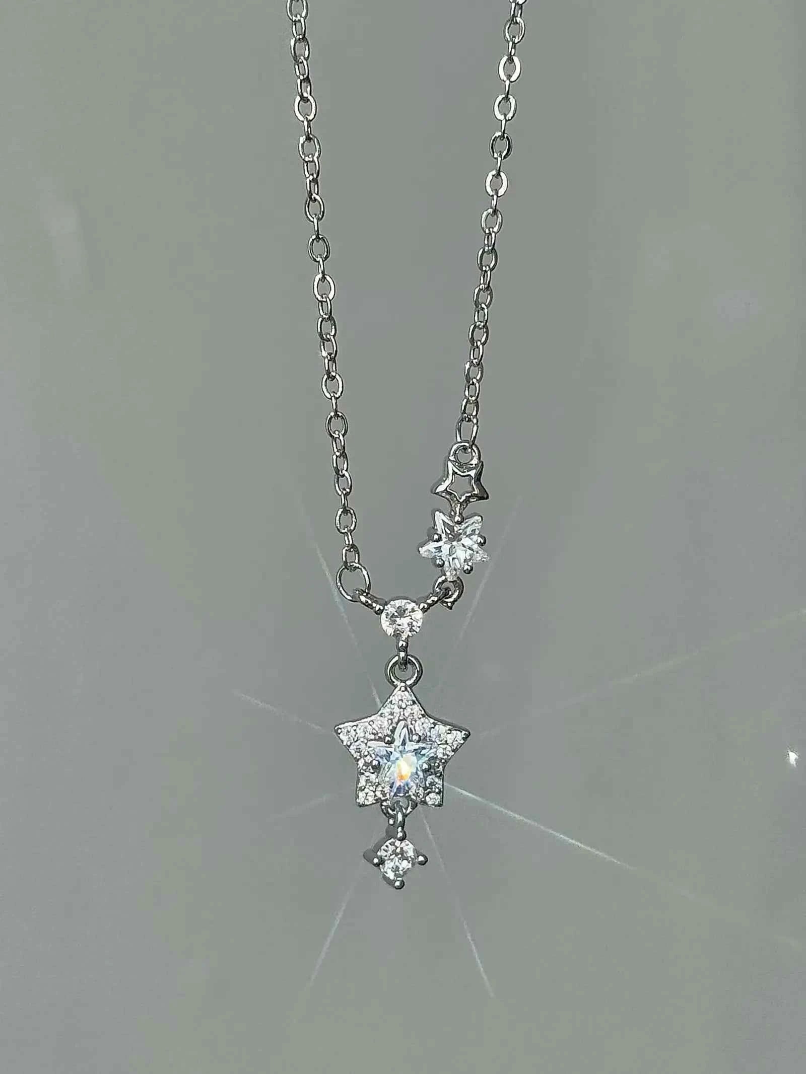 "Brilliant Star Whisper" 999 Fine Silver Star Necklace - Delicate, Sweet, and Sparkling