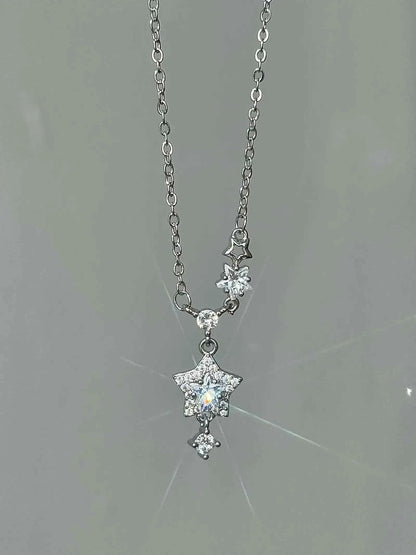 "Brilliant Star Whisper" 999 Fine Silver Star Necklace - Delicate, Sweet, and Sparkling