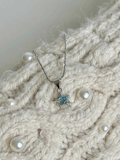 "Starry Fragments" Blue Star Necklace - Delicate, Cool Chic, and Unique Design