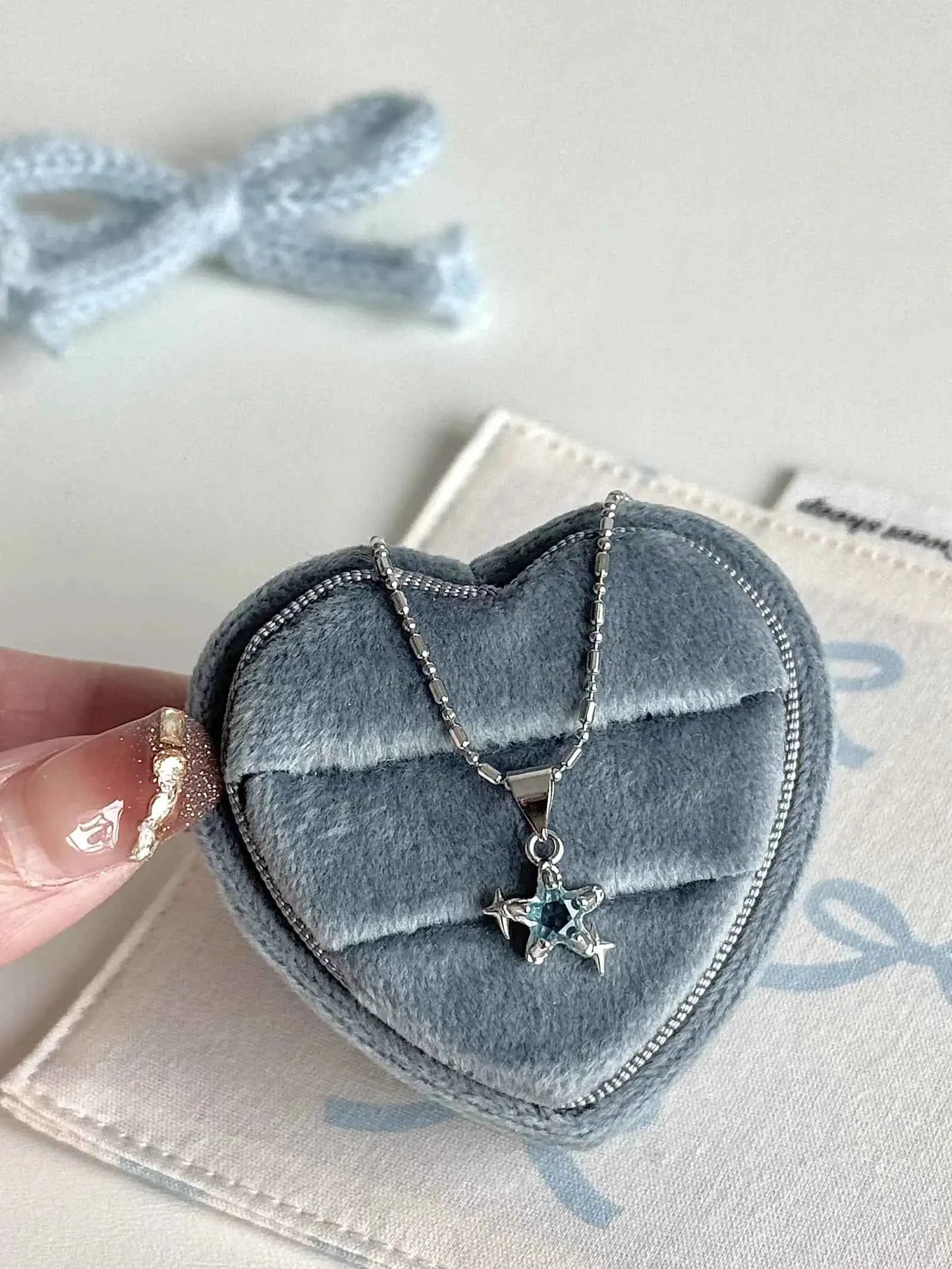 "Starry Fragments" Blue Star Necklace - Delicate, Cool Chic, and Unique Design